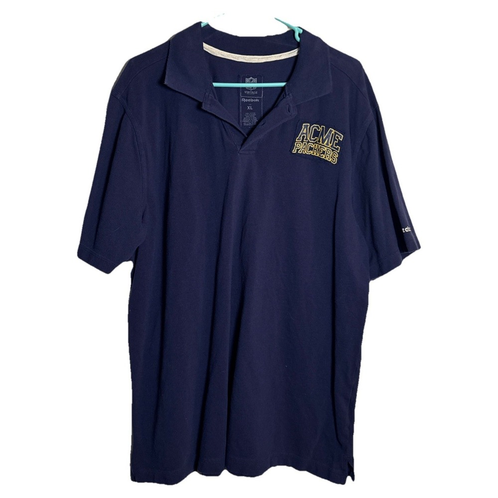 Reebok NFL‎ Vintage Green Bay Packers ACME Polo Shirt Men's XL Navy Throwback